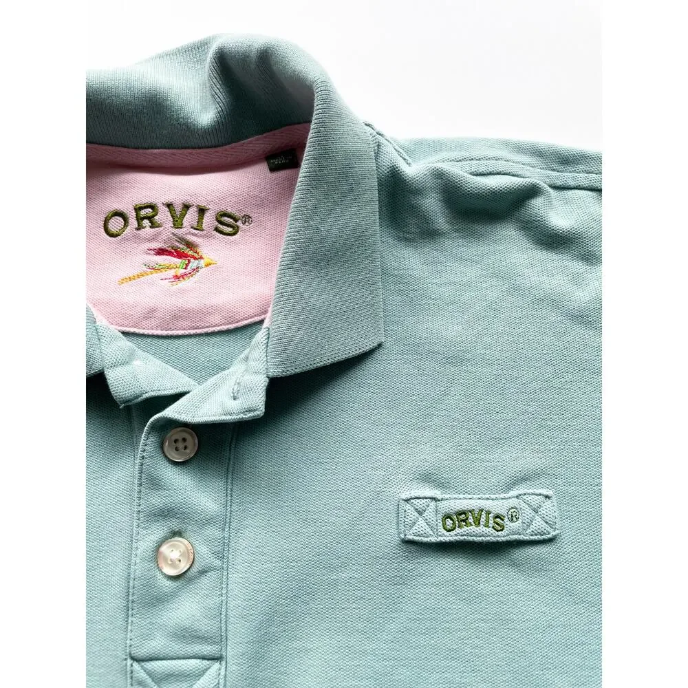 Men's Orvis Green Cotton Short Sleeve Signature Polo Shirt Size XL